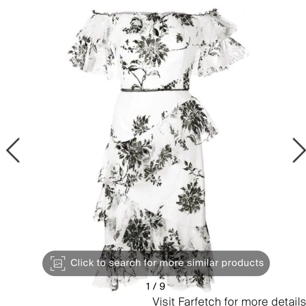 Marchesa Notte Floral Fairy Garden Party Off Shoulder Lace Dress Size 4 NWT